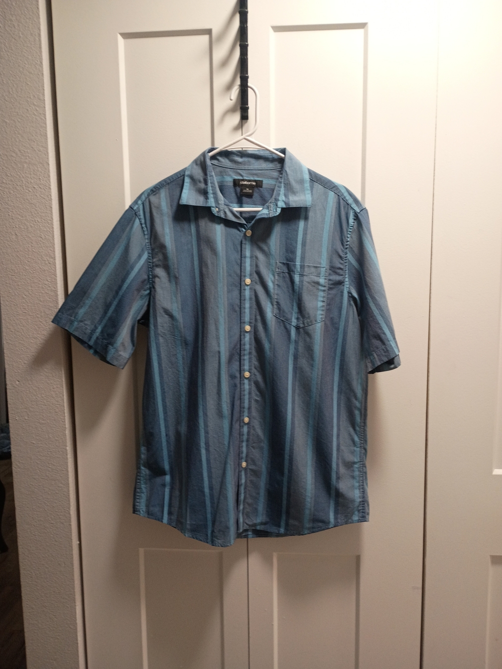 Claiborne Blue Striped Short-Sleeve Button-Down Shirt